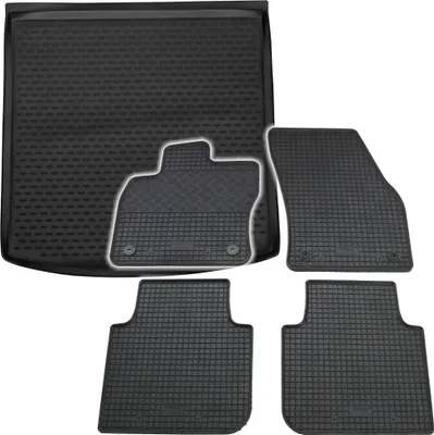 Produktbild von Gummi Kofferraumwanne + Fußmatten Set für Skoda Kodiaq VW Tiguan Seat Tarraco