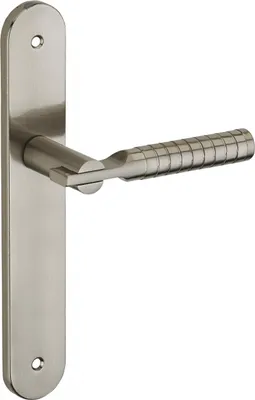 Image de Ensemble de poignées pour porte intérieure Diane sans trou, carré 7mm, entr'axes 195mm, nickelé brossé - THIRARD