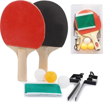 Obrázok produktu pre Prenosný sklopný stojan na stolný tenis s držiakom siete a raketami – kvalitná sada na stolný tenis – tréningový stojan na stolný tenis s nastaviteľnou a vysúvacou sieťou – športové príslušenstvo – sada rakiet s 3 loptičkami pre použitie v interiéri aj exteriéri