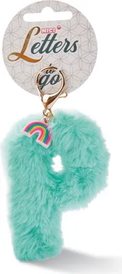 Produktbild von Nici 45625 Plüsch-Taschenanhänger Buchstabe P mit Regenbogen-Symbol und Karabiner