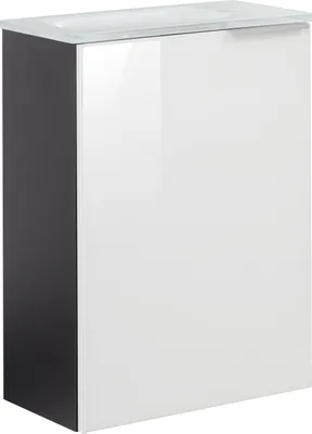 Produktbild von Fackelmann KARA Gäste WC Set 2-teilig 45cm, Weiß/Anthrazit, links, Glas Weiß