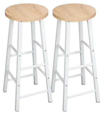 Immagine prodotto di Set di 2 sgabelli da bar - Sgabelli da bistrot - Struttura in acciaio robusta - Seduta in MDF - Altezza seduta 71 cm - Seduta 30 x 30 cm - Faggio chiaro