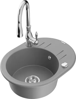 Produktbild von Mexen Kevin 1 Becken-Granitspüle mit Abtropffläche und Mischbatterie Savita, Grau - 6517-71-672601-00