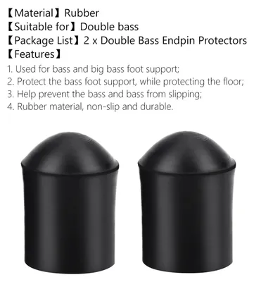 Image de Lot de 2 embouts en caoutchouc pour la pointe de la contrebasse – Embouts de protection noirs – Accessoires