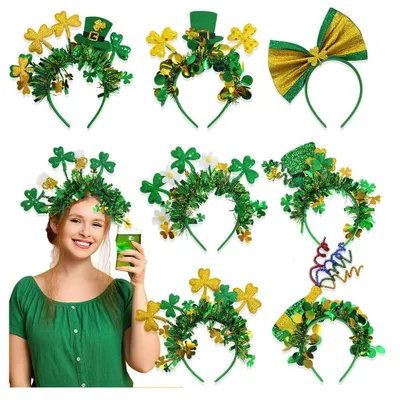 Immagine prodotto di Set di 8 cerchietti per capelli a tema San Patrizio, con fiocco