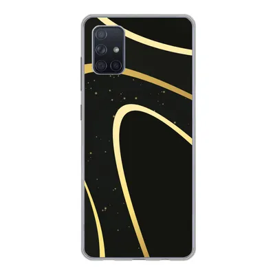 Produktbild von MuchoWow® Handyhülle Schutzhülle Hülle für Samsung Galaxy A71 Goldene Wellen auf schwarzem Hintergrund Silikon Softcase Handy Hülle - Kartenbesitzer