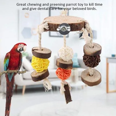 Produktbild von Vogelkostenspielzeug, Kleiner Vogelfederschleifspielzeug, Vielfarbiges Vogelvolier Accessoire, Runder Vogelfarbenblas.
