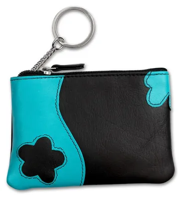 Image de DrachenLeder Étui Portefeuille noir turquoise Porte-clés D2OPS903S