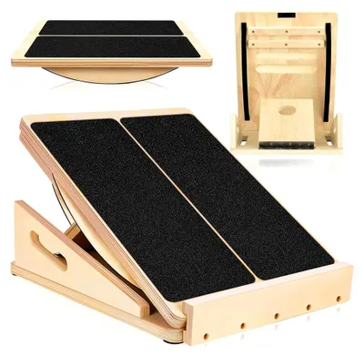 Produktbild von Verstellbares Schrägbrett und Balance Board für Erwachsene, Rutschfester Wadendehner und Fußtrainer für das Heimtraining, Balanceboard für Dehnübungen und tiefe Kniebeugen