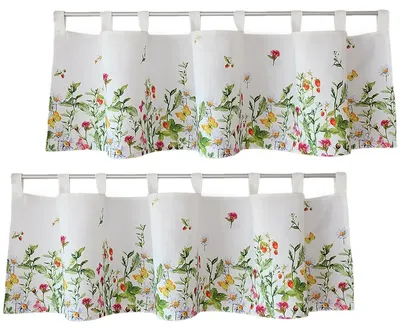 Produktbild von Scheiben-Gardine Landhaus-Stil Blumen Frühling Sommer 150 x 30 cm