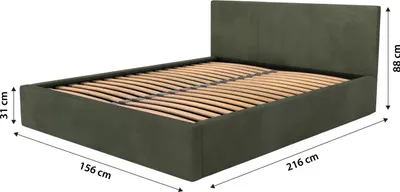 Obrázek produktu pro MURALO čalouněná postel do ložnice 140x200 manželská postel s čelem manželská postel s úložným boxem khaki