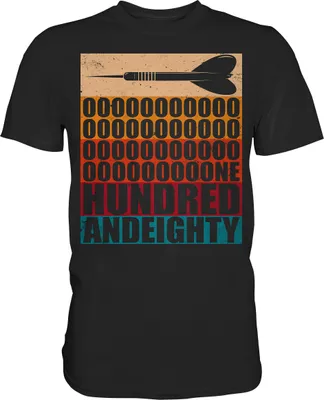 Produktbild von Vintage Darts Retro Pfeil 180 Einhundertachtzig T-Shirt – Black / L
