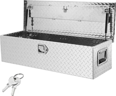Produktbild von VEVOR Werkzeugkasten 990x330x254 mm, abschließbar, 83 L, 39 kg Traglast, Aluminium, Edelstahl, wasserdicht, Organizer, rautenförmige Oberfläche, für LKW, Wohnmobil, PKW