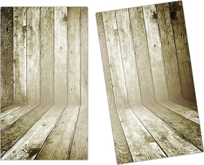 Produktbild von Spritzschutz Herdabdeckplatte Schneidebrett aus Glas Altes Holz 2-Teilig (60x52cm)