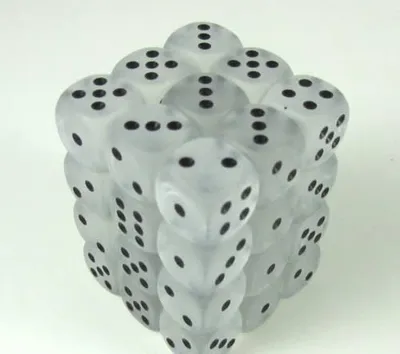 Produktbild von Chessex Frosted Clear/Schwarz D6 12mm Würfelset (36 Stück)