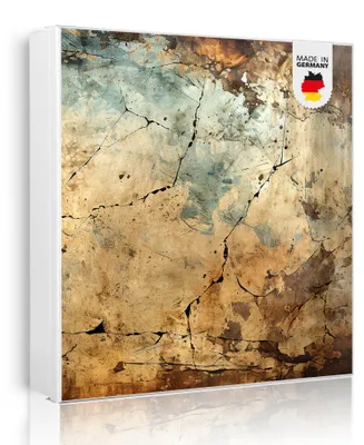 Produktbild von banjado Schlüsselkasten aus Metall, 30x30cm groß mit 32 Haken, als Magnettafel nutzbar, Korpus schwarz, Anschlag rechts, Verwitterte Texturen [SKGW1 13642]