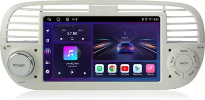 Immagine prodotto di 2+64 GB Android 15 per Fiat 500 2007-2015, autoradio da 7" con CarPlay, GPS, navigatore, Wi-Fi, FM, RDS, Bluetooth e USB