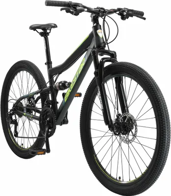Produktbild von BIKESTAR Fully Mountainbike 26 Zoll | 15 Zoll Rahmen, 21 Gang Shimano Schaltung, Scheibenbremse | Schwarz