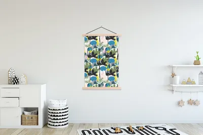 Produktbild von MuchoWow® Textilposter Dschungel - Pflanzen - Farben 120x180 cm mit holzfarbenen Rahmen - Textil-Plakat