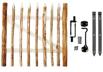 Immagine prodotto di Cancello da giardino - Nocciolo - 100 x 70 cm - Con cerniere e accessori