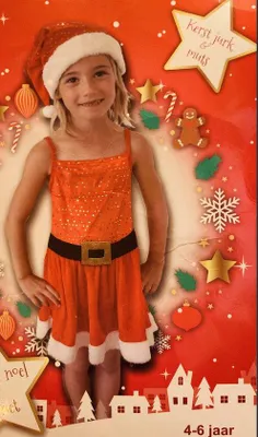 Produktbild von Kerstjurk en muts | kind | 4-6 jaar