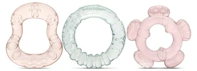 Image de Baby Care Ensemble de 3 anneaux de dentition remplis d'eau, diff. Formes et couleurs, dès 3 mois rose