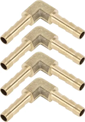Produktbild von Messing-Widerhakenverschraubungen, 13/64 Zoll, 2-Wege-Kniestück, Messing-Rohrverbinder für Luft, Wasser, Öl, Gas, Kraftstoff, 4 Stück