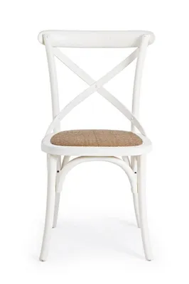 Produktbild von Stuhl Cross 50,5 x 52 x 87 cm Ulmenholz Rattan Weiß Natur