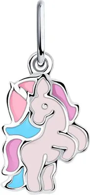 Produktbild von Einhorn Anhänger aus 925 Silber mit Emaille, Sterlingsilber Kettenahänger
