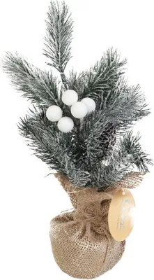 Zdjęcie produktu dla Ośnieżona choinka w jucie z dekoracją 28 cm