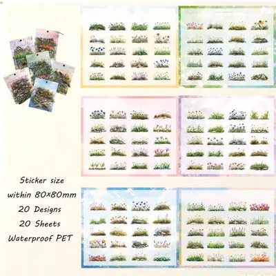Imagen del producto de Accesorios para álbumes de recuerdos: pegatinas de flores, 120 unidades, de colores variados, para diarios y álbumes