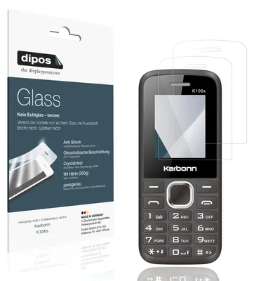 Produktbild von 2x Schutzfolie für Karbonn K106s - Anti-Shock 9H Folie dipos Glass Kunststoffglas