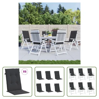 Produktbild von The Living Store Gartenstuhlauflagen für Hochlehner 6 Stk. Schwarz 120x50x3 cm