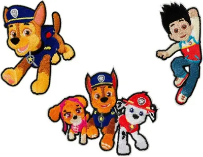 Obrázek produktu pro Paw Patrol © Sada 3 nášivek Chase Marshall Skye, nažehlovací nášivky, nášivky, k nažehlení