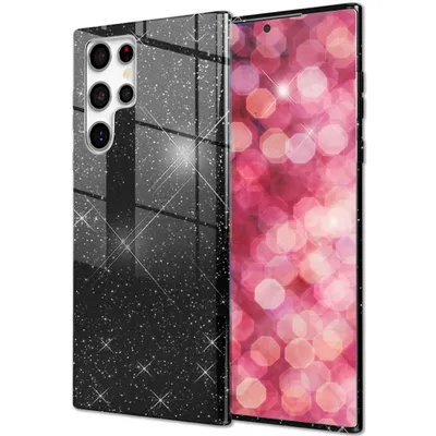Produktbild von NALIA Hybrid Glitzerhülle für Samsung Galaxy S24 Ultra Hülle, Glänzende Glitzer Schutzhülle mit verstärktem Silikon Schwarz