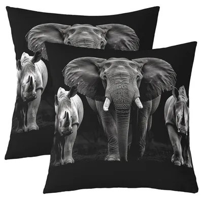 Productafbeelding van Kussensloop set, 2 stuks, 40x40 cm, zwart, grijs, geometrisch patroon, polyester