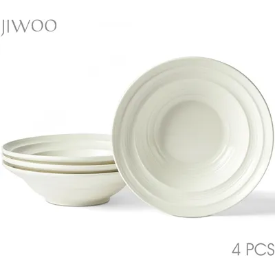 Produktbild von Teller set 4er Ø21,2 cm Speiseteller Suppenteller Pastateller Set für 4 Personen Keramik Tiefteller Set Matt-Glasur Mikrowellen- und Spülmaschinenfest