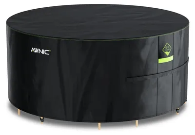 Productafbeelding van Tuinmeubelbeschermer, waterdicht, rond, Ø215x71 cm, zwart, 420D Oxford, AlicanTex, winterbestendig