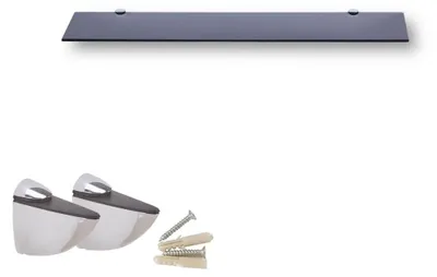 Image de Étagère murale en verre de 60 cm avec supports en métal