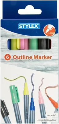 Produktbild von 6 Outlinemarker / wasserfest mit einzigartigen Doppellinien