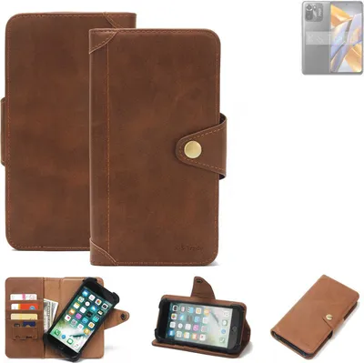 Produktbild von K-S-Trade Handyhülle kompatibel mit POCO M5s Schutz Hülle Walletcase Bookstyle Tasche Case Handytasche Wallet Flipcase Cover PolyurethanBraun (1x)
