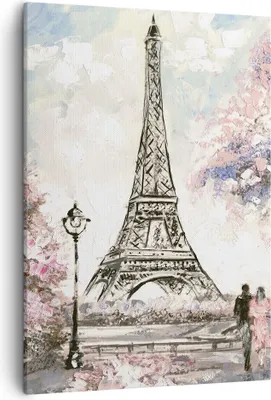 Produktbild von Bild auf Leinwand - Leinwandbild - Einteilig - Bäume Eiffle Paar Frankreich - 50x70cm - Wand Bild - Wanddeko - Wandbilder - Leinwanddruck - Wanddekoration - Leinwand bilder - Wandbild - PA50x70-3147