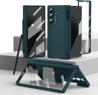 Immagine prodotto di Custodia per Samsung Galaxy Z Fold 7, custodia rigida con cerniera e protezione per la penna, protezione per lo schermo Verde
