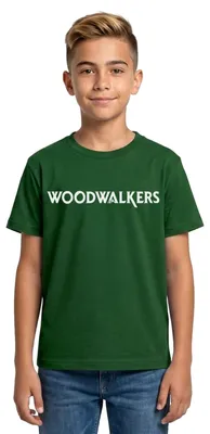 Produktbild von Spreadshirt Woodwalkers Film Logo Schriftzug Teenager T-Shirt, 134/146 (9-11 Jahre), Forstgrün