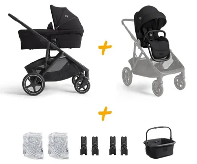 Produktbild von Joie Versiti Kinderwagen – 20-in-1 System, umbaubar zu Duo- & Zwillingswagen, inkl. Babywanne & Sitz, UPF 50+, Eclipse