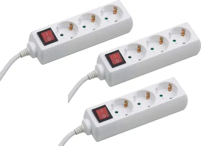 Produktbild von Meister Steckdosenleiste 3-fach 3er-Set 1,4 m Kabel weiß IP20 Innenbereich