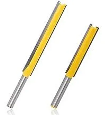 Produktbild von Mesee 2 Stück 8mm Schaft Gerade Router Bit, Fräser Nutfräser Holzfräser Bit Set, Gerades Fräser Schneidmesser, Extra Lange Gerade Fräser Holz Gravierwerkzeug Holz Schneidmesser