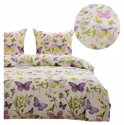 Produktbild von Baumwolle world Bettwäsche Set 3D Bunte Schmetterlinge Baumwollsatin 220x200 cm
