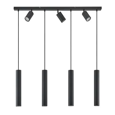 Produktbild von Lindby Hängeleuchte Sanad, 100 cm, 7-flg., schwarz, GU10