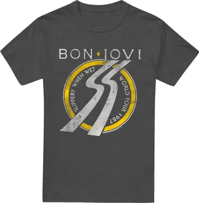 Immagine prodotto di Bon Jovi - Maglietta "Slippery When Wet World Tour" per uomo/donna Unisex TV22764 (L) (Charcoal)